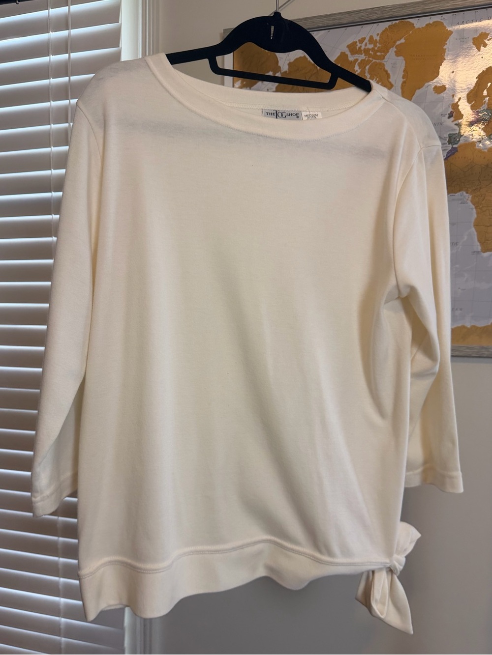 Vintage The Tog Shop Cream Side-Tie Boatneck Top M 90s Made in USA